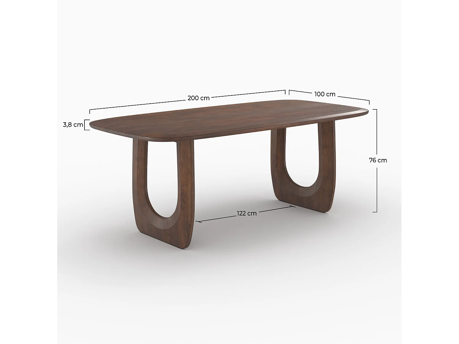 Table rectangulaire en bois de manguier massif 6 places - Maya