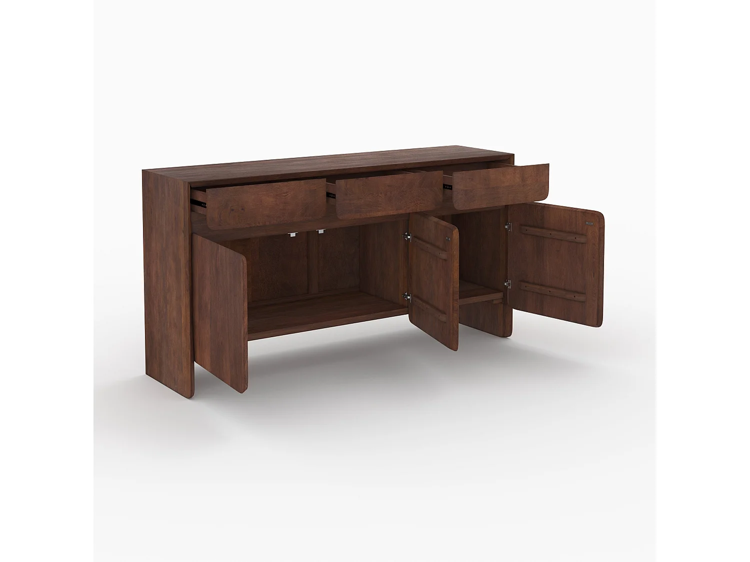 Buffet en bois de manguier avec 3 portes et 3 tiroirs - Achille