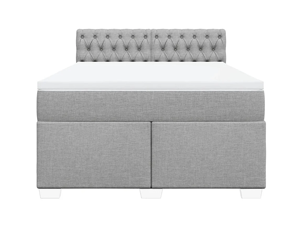 Cama box spring con colchón tela gris claro 140x200 cm