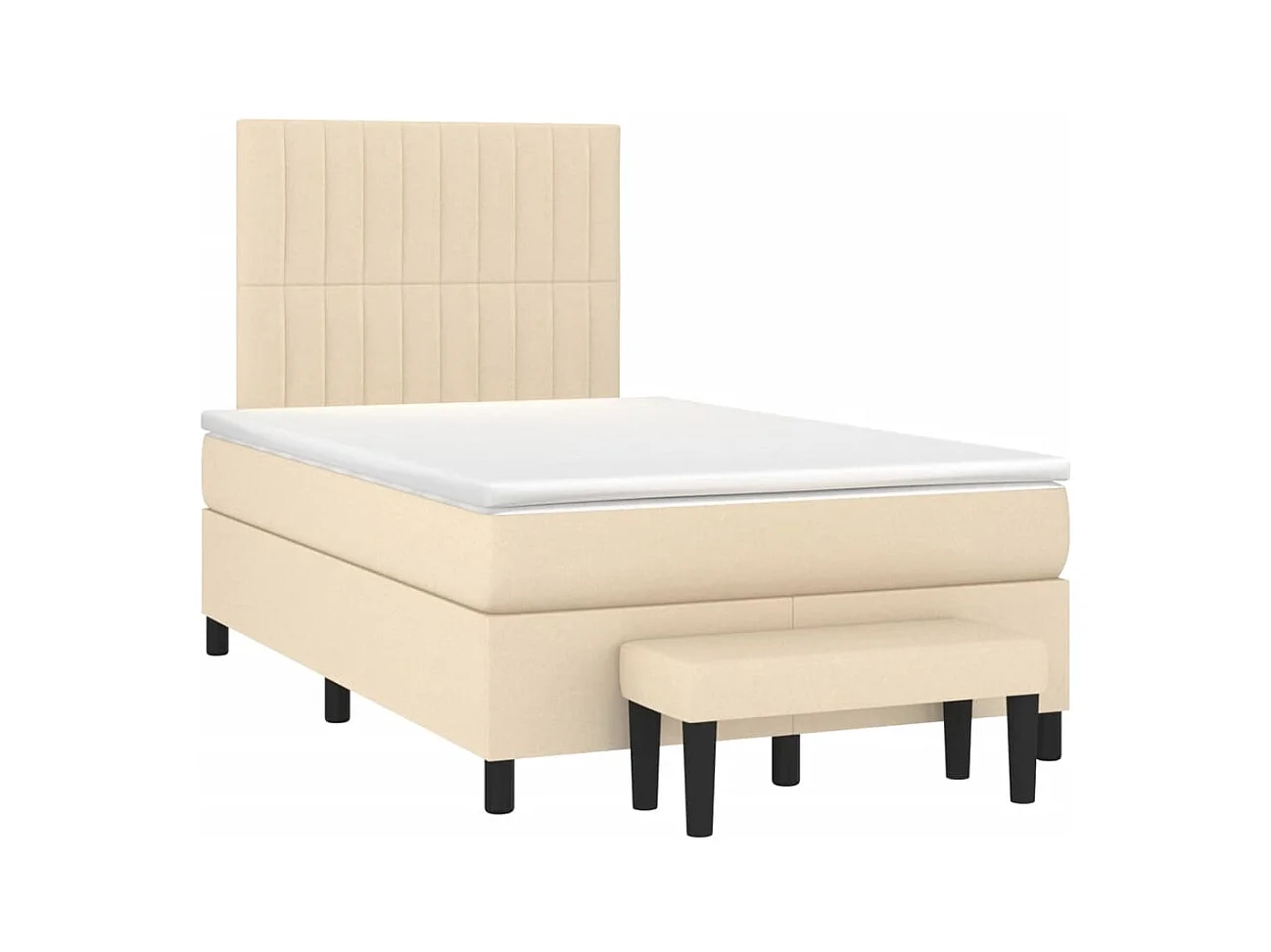 Sommier à lattes de lit avec matelas crème 120x190 cm tissu