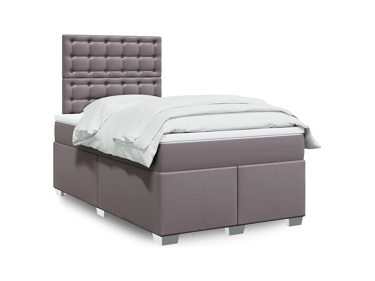 Sommier à lattes de lit avec matelas Gris 120x200 cm Similicuir
