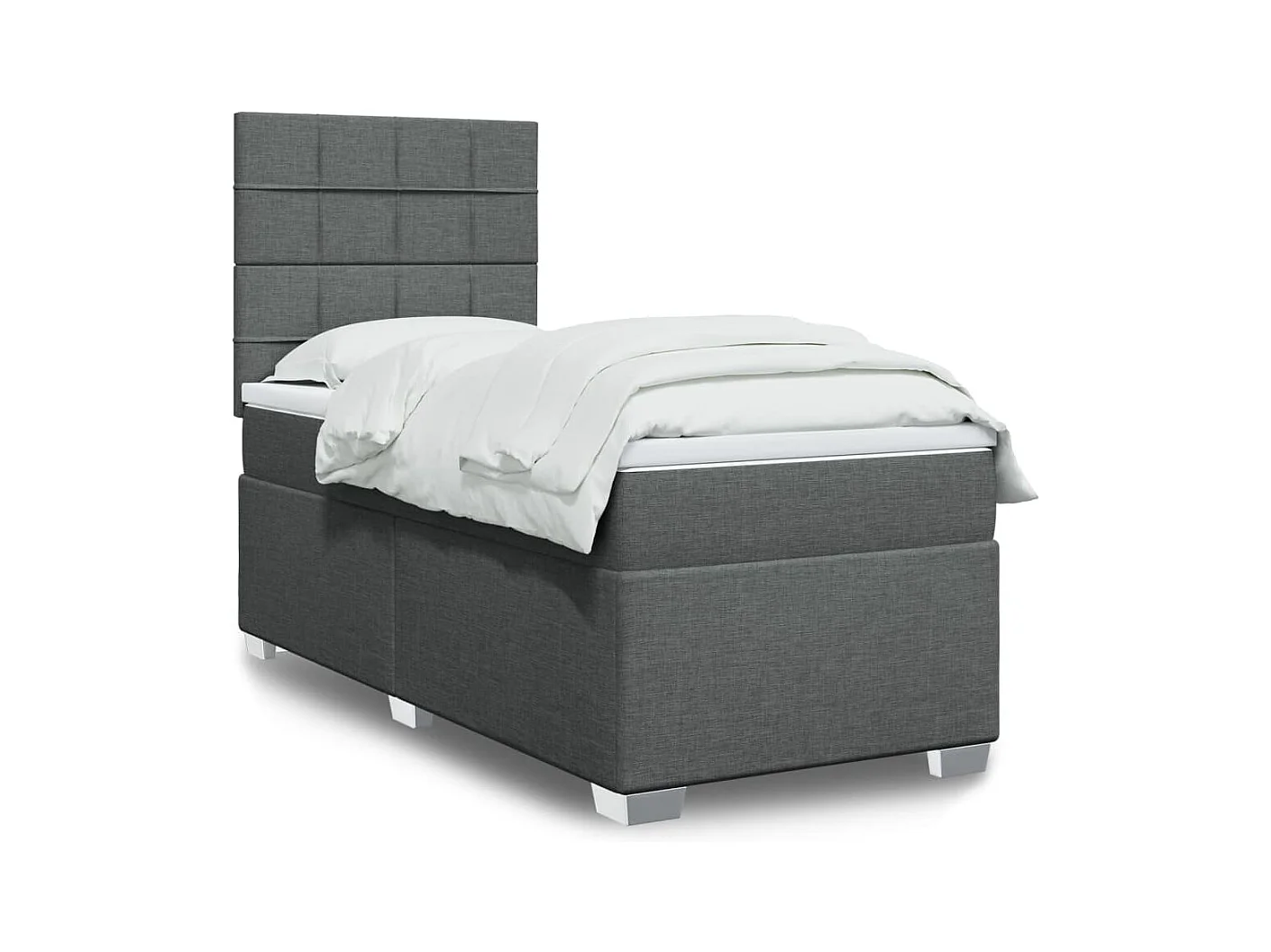 Cama box spring con colchón tela gris oscuro 80x200 cm