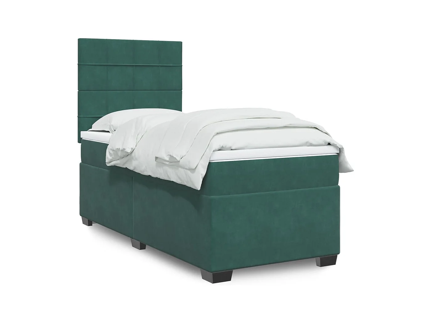 Cama com molas/colchão 100x200 cm veludo verde-escuro