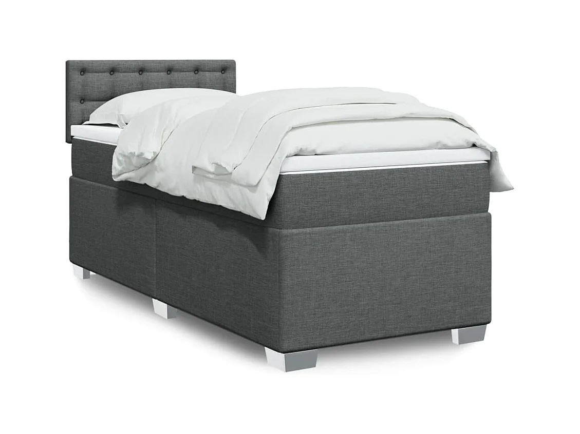 Sommier à lattes de lit avec matelas Gris foncé 100x200cm Tissu