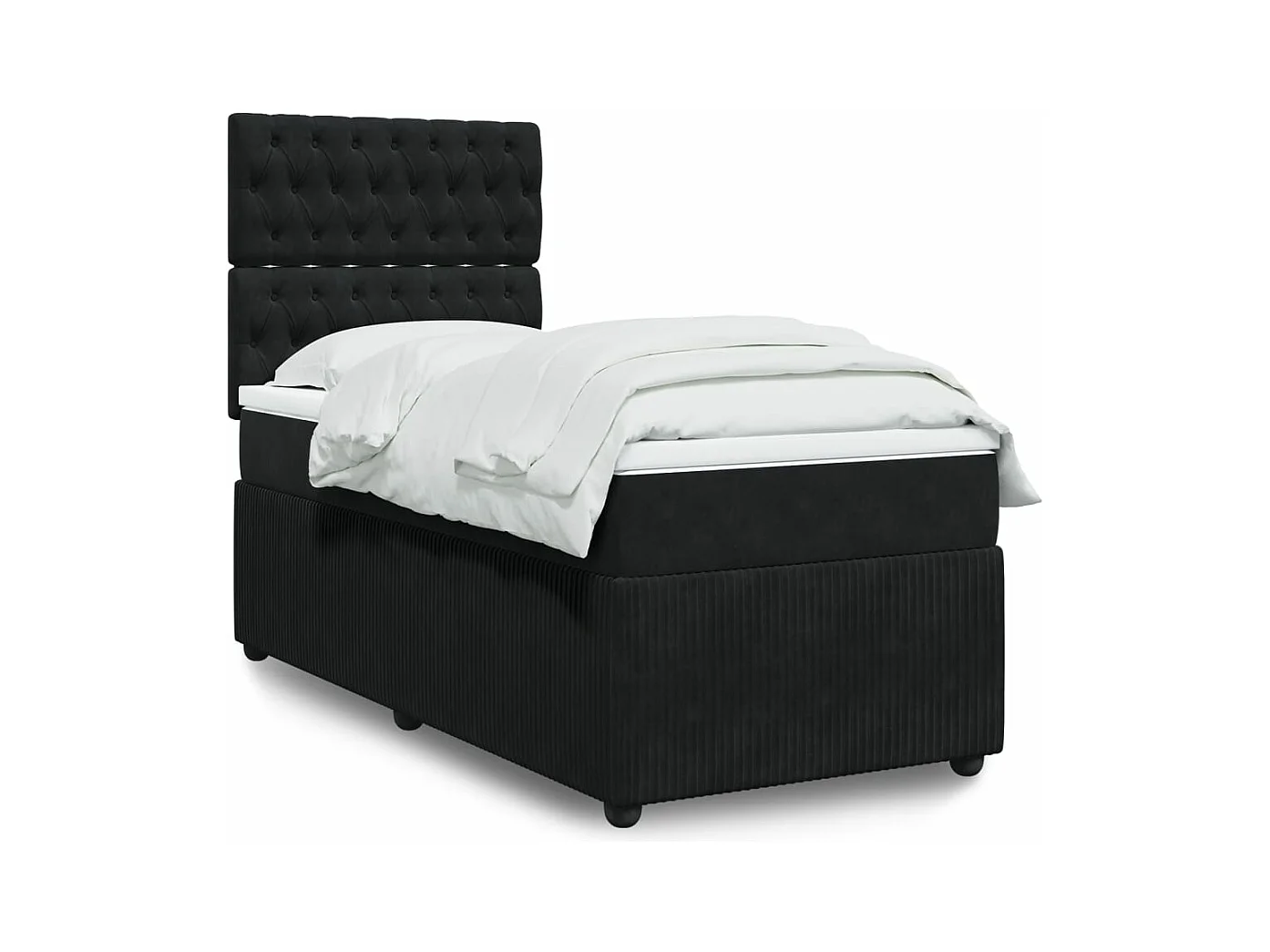 Cama box spring con colchón terciopelo negro 80x200 cm