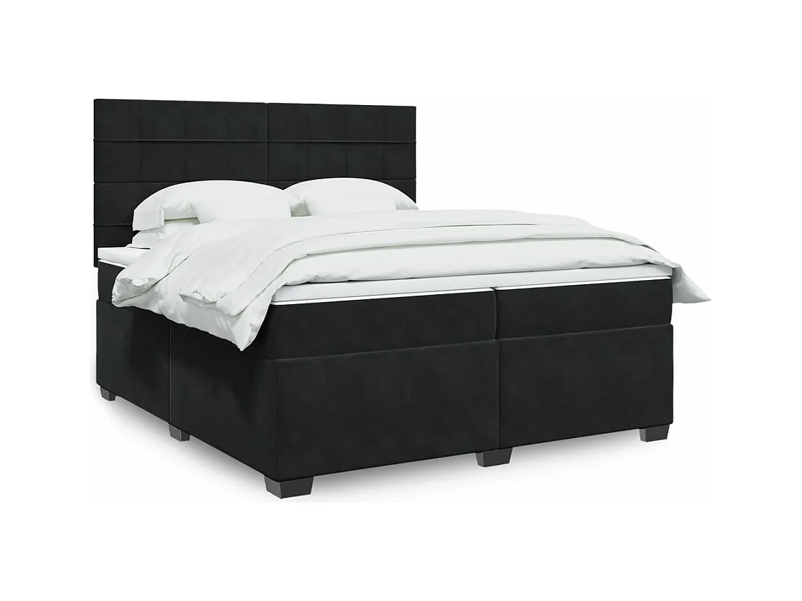 Cama box spring con colchón terciopelo negro 200x200 cm