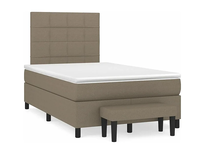 Cama box spring con colchón tela gris taupe 120x190 cm