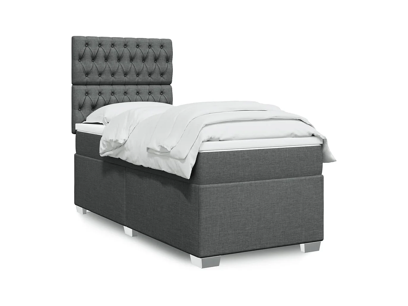 Sommier à lattes de lit avec matelas Gris foncé 100x200cm Tissu
