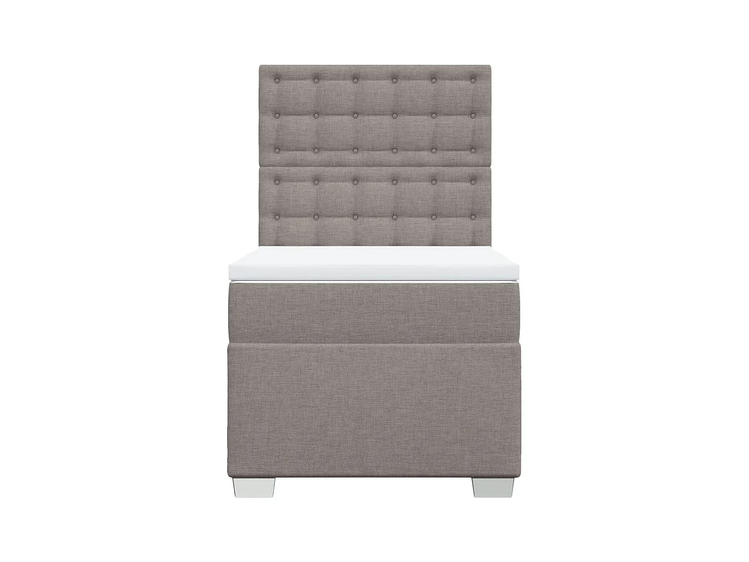 Cama box spring con colchón tela gris taupe 90x190 cm
