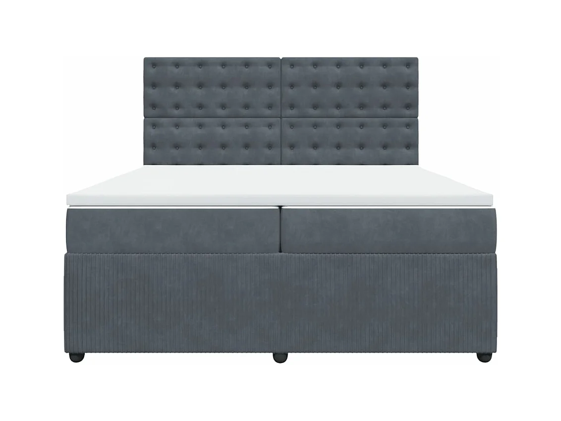 Sommier à lattes de lit et matelas Gris foncé 200x200cm Velours