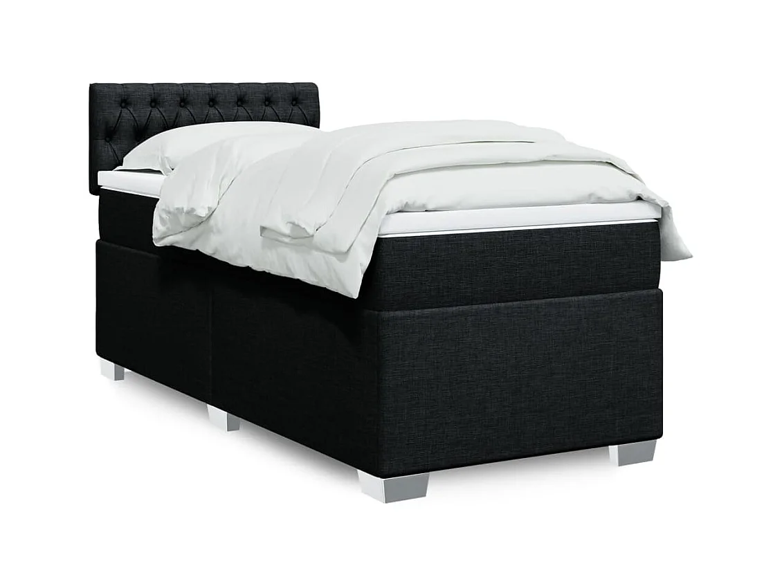 Sommier à lattes de lit avec matelas Noir 90x190 cm Tissu