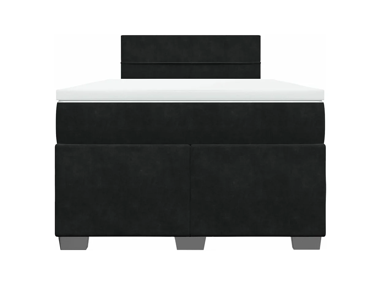 Cama box spring con colchón terciopelo negro 120x190 cm