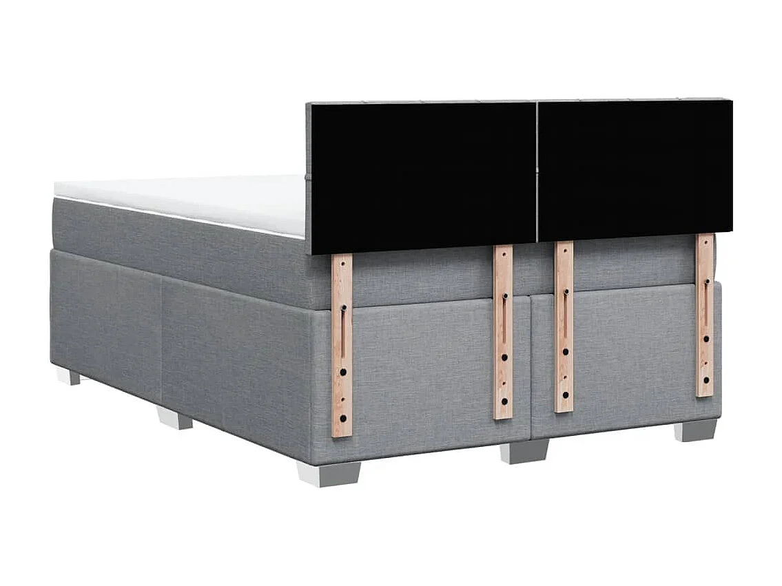 Cama box spring con colchón tela gris claro 140x190 cm