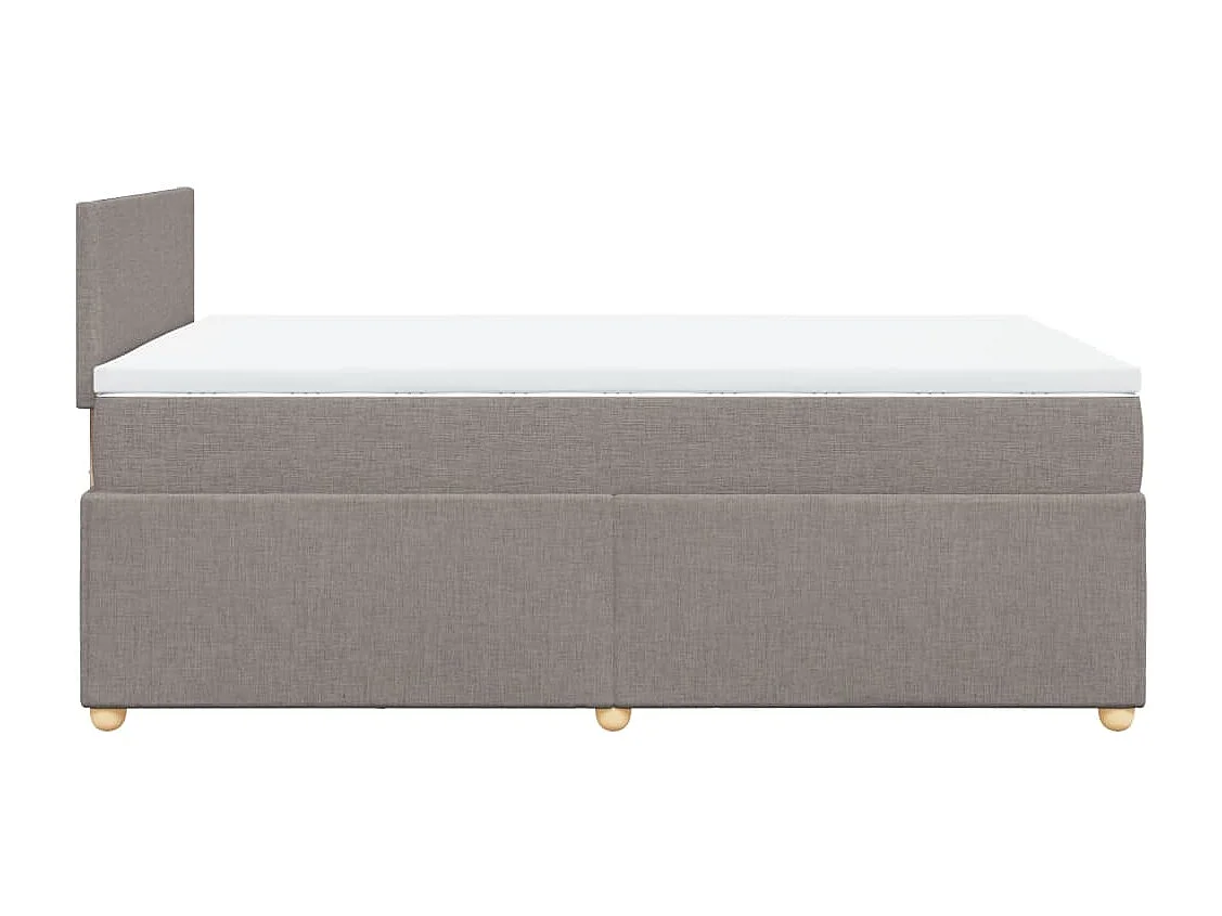 Cama box spring con colchón tela gris taupe 120x200 cm