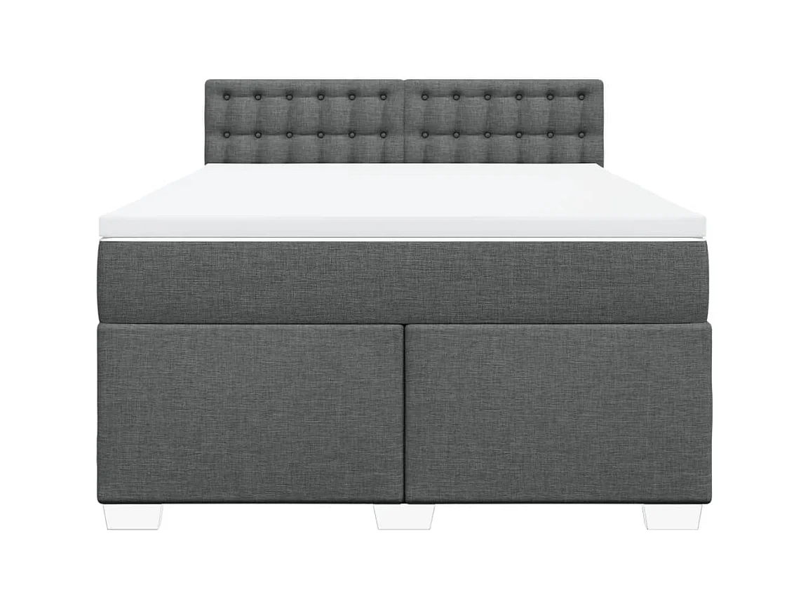 Sommier à lattes de lit avec matelas Gris foncé 140x190cm Tissu