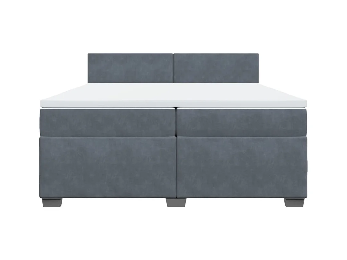 Cama box spring con colchón terciopelo gris oscuro 200x200 cm