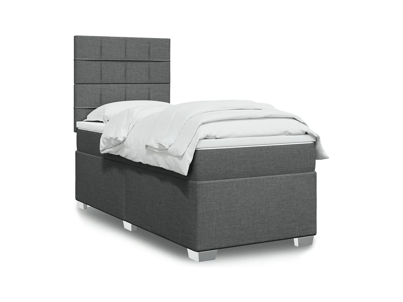 Sommier à lattes de lit et matelas Gris foncé 90x190 cm Tissu