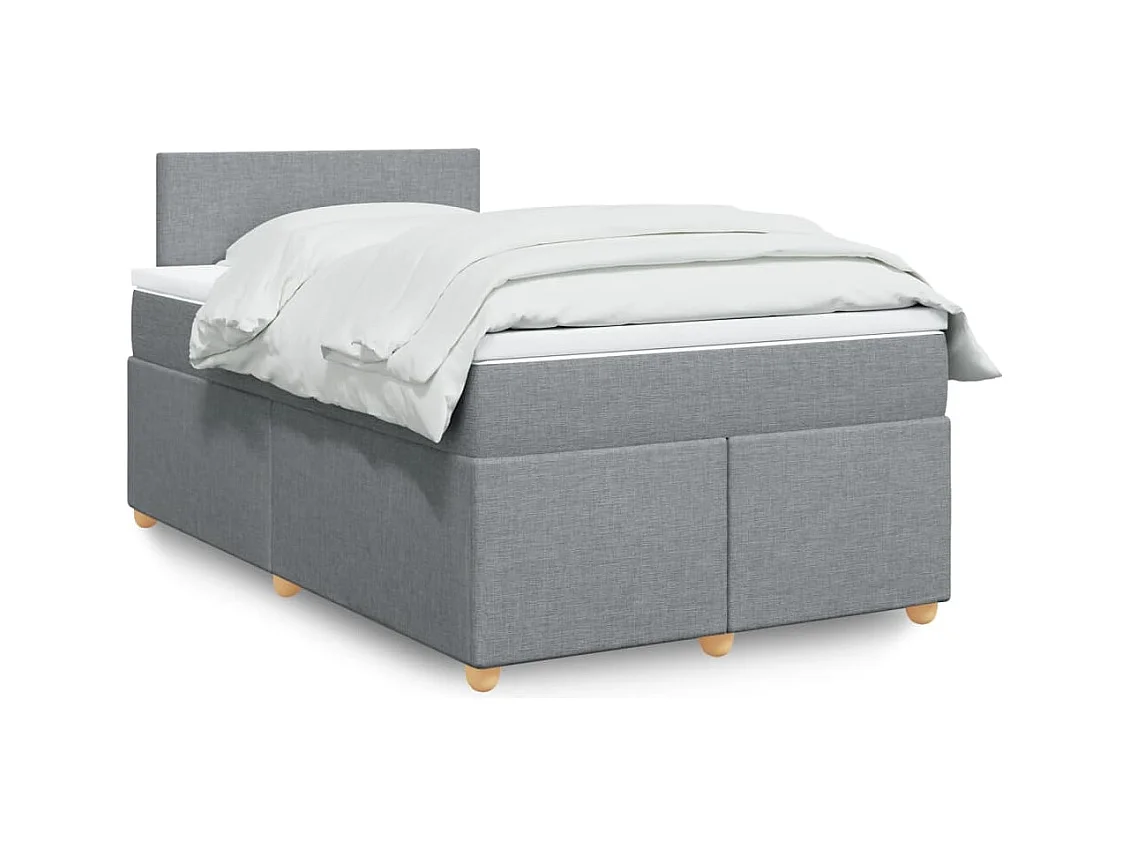 Cama box spring con colchón tela gris claro 120x200 cm