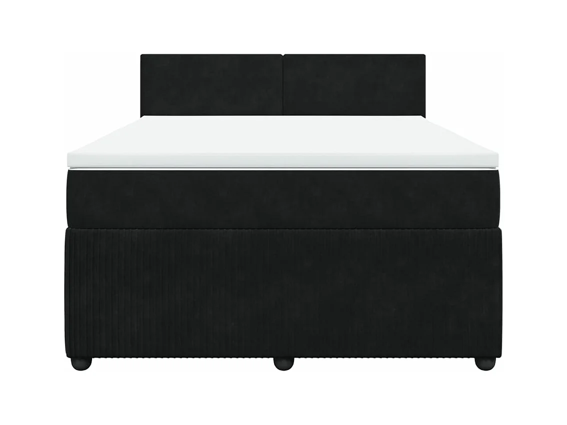 Cama box spring con colchón terciopelo negro 160x200 cm