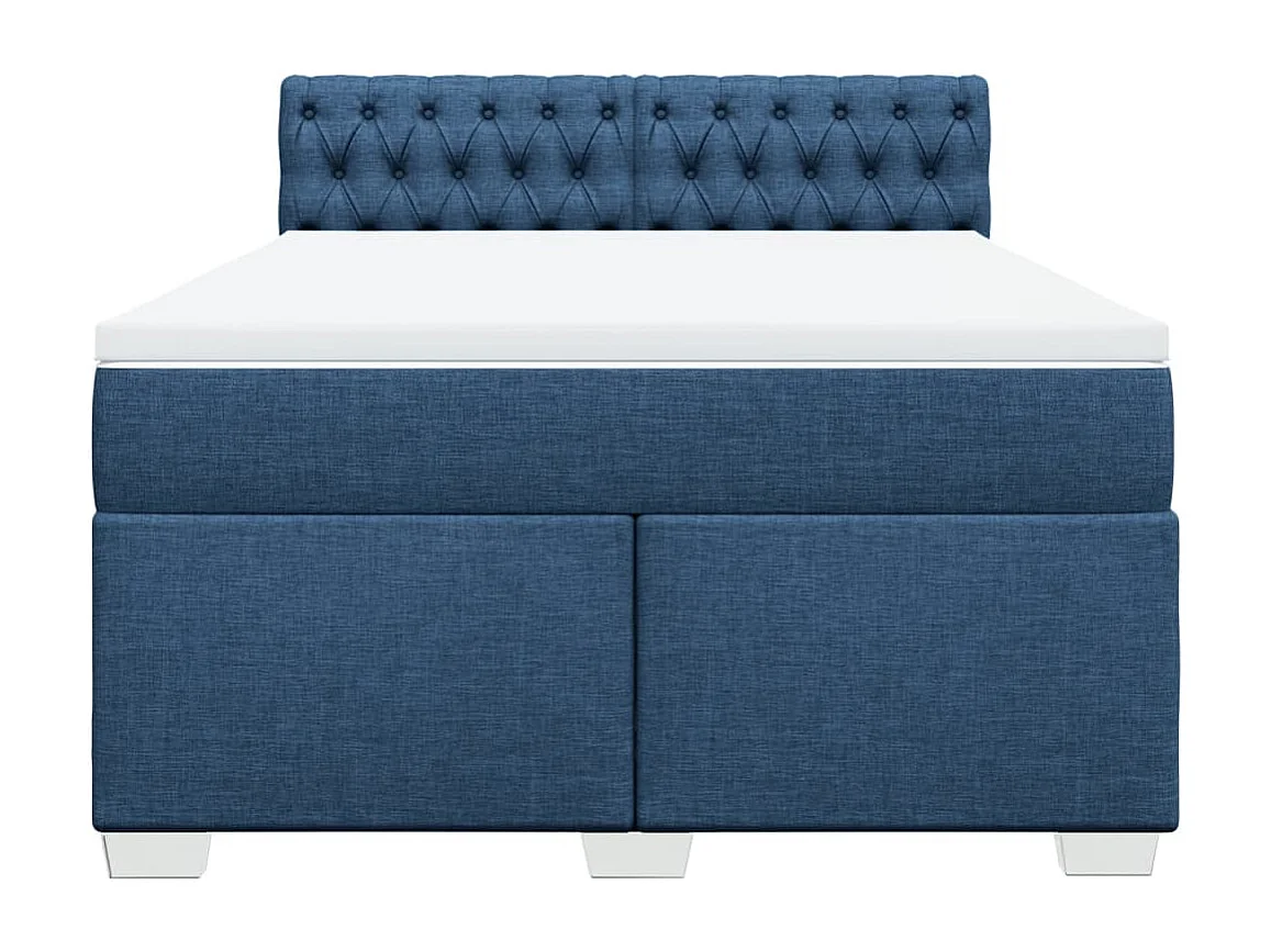 Cama com molas/colchão 140x200 cm tecido azul