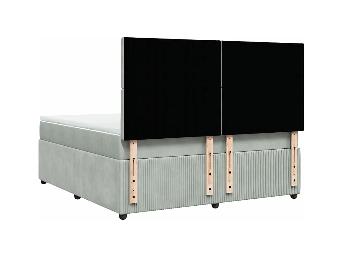 Sommier à lattes de lit et matelas Gris clair 180x200cm Velours