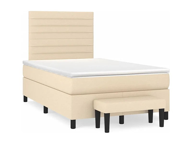 Cama boxspring com colchão 120x190 cm tecido cor creme