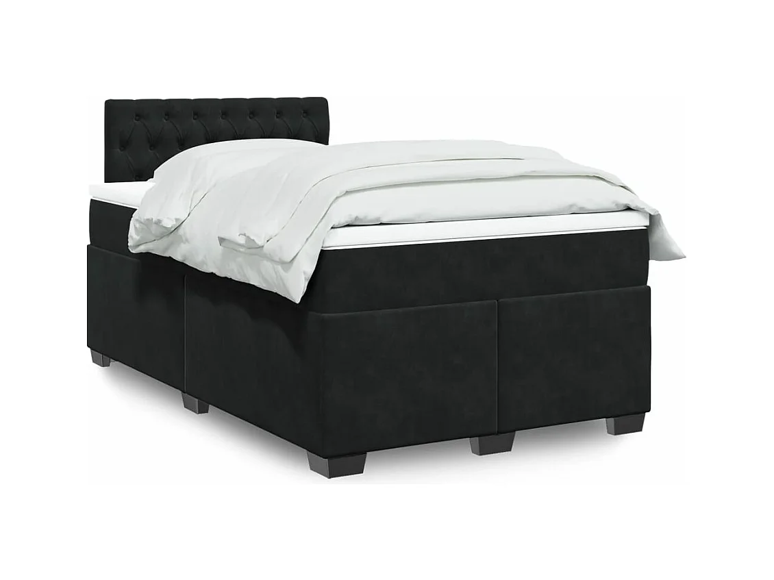 Sommier à lattes de lit avec matelas Noir 120x200 cm Velours