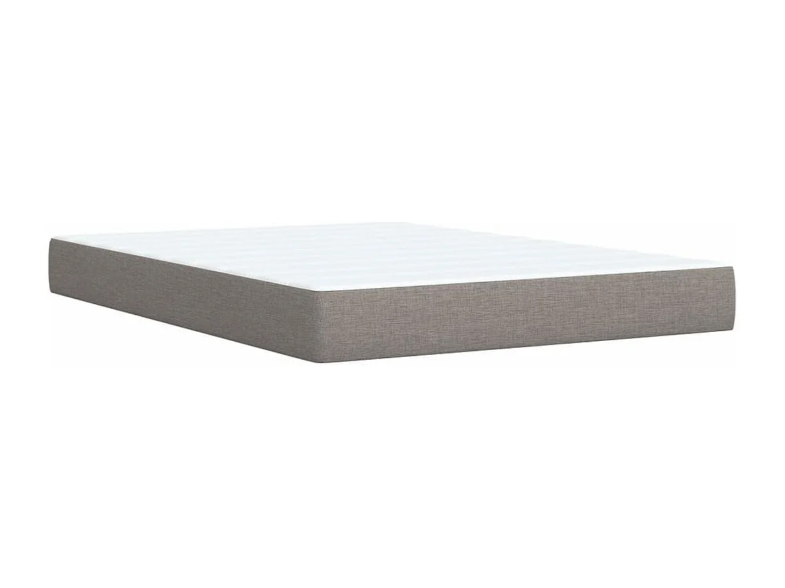 Cama box spring con colchón tela gris taupe 140x200 cm