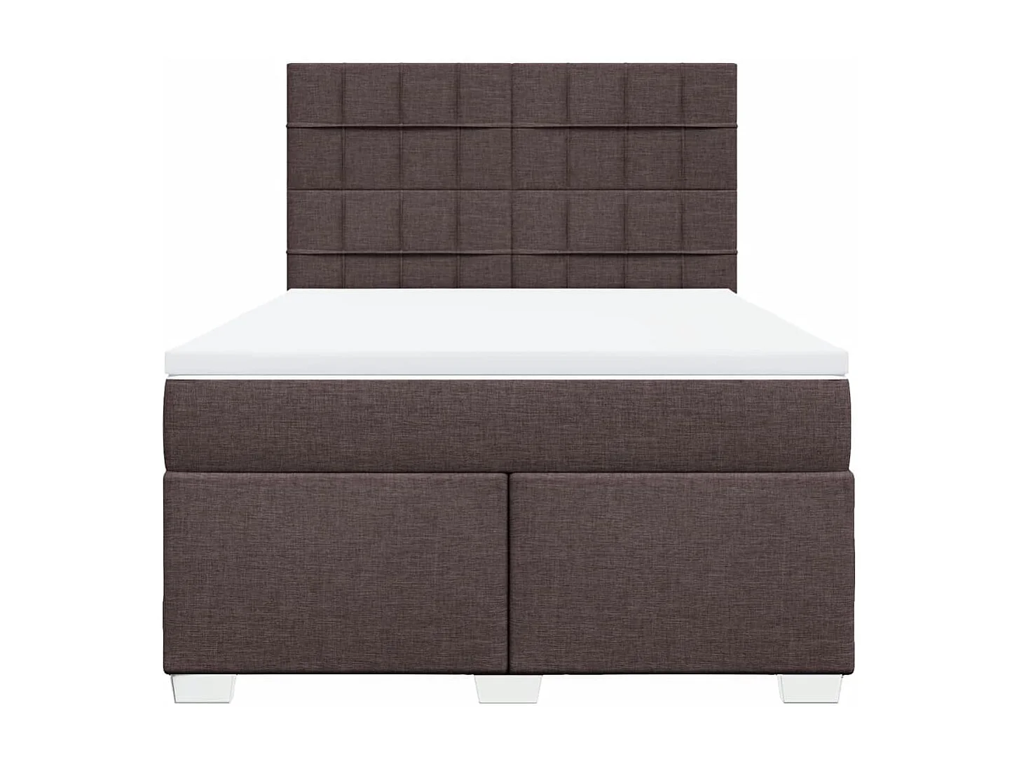 Cama box spring con colchón tela marrón oscuro 140x200 cm