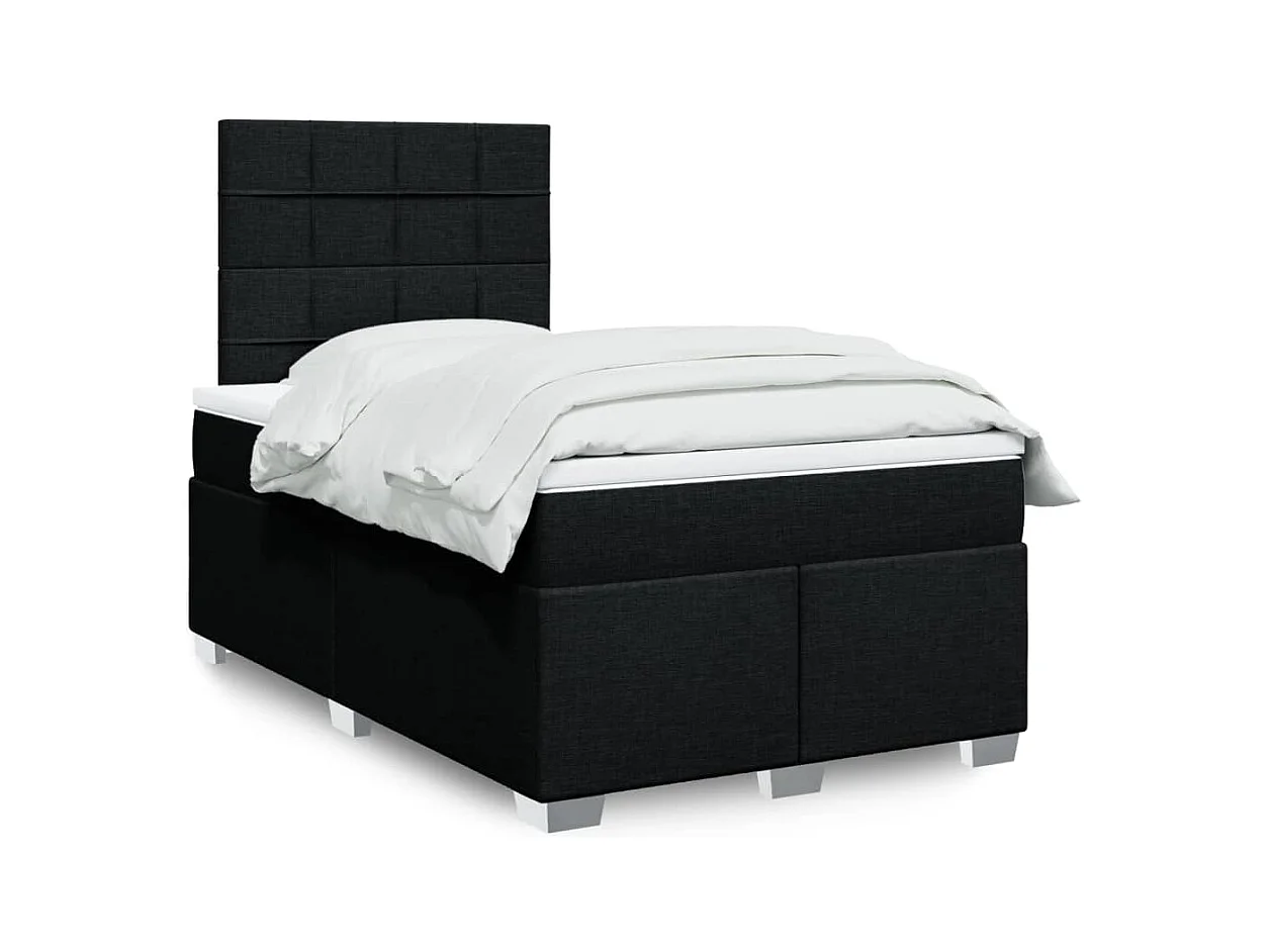 Cama box spring con colchón tela negro 120x200 cm