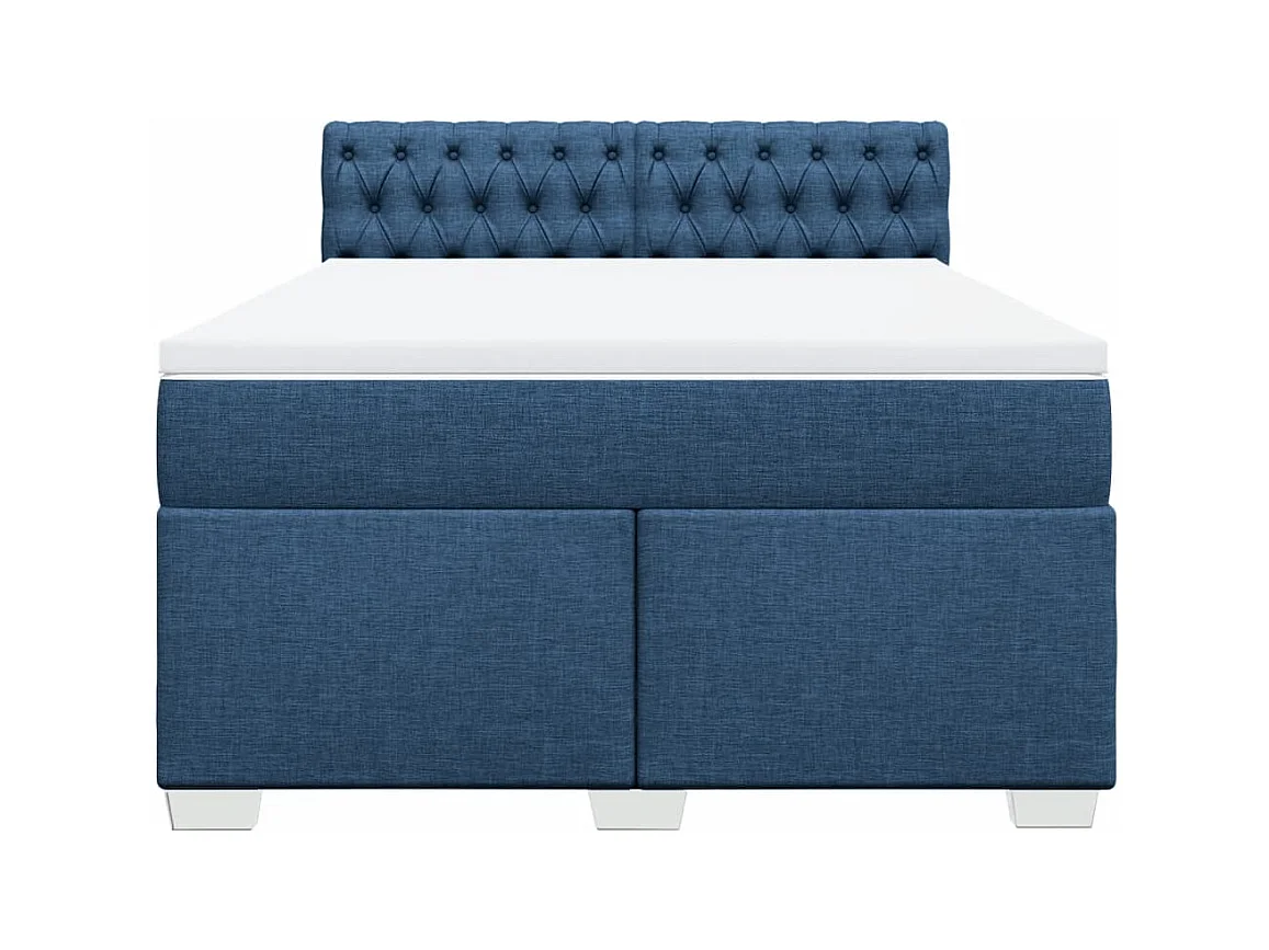 Sommier à lattes de lit avec matelas Bleu 140x200 cm Tissu
