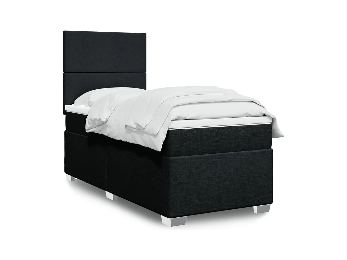 Cama box spring con colchón tela negro 90x190 cm