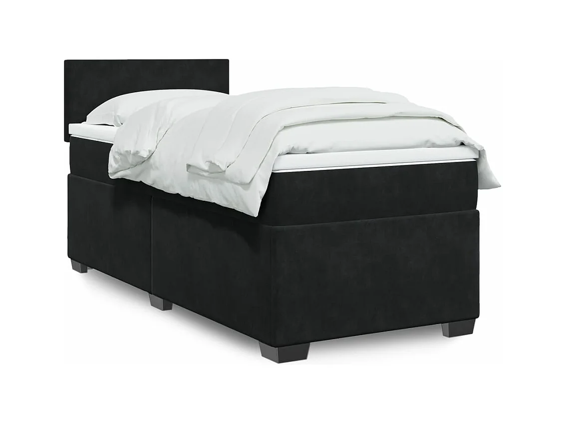 Sommier à lattes de lit avec matelas Noir 90x190 cm Velours