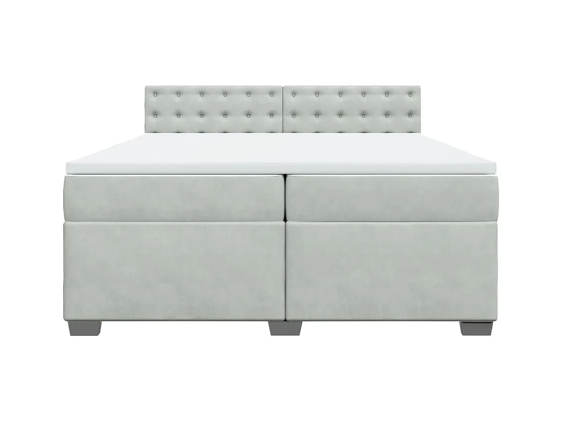 Cama box spring con colchón terciopelo gris claro 200x200 cm