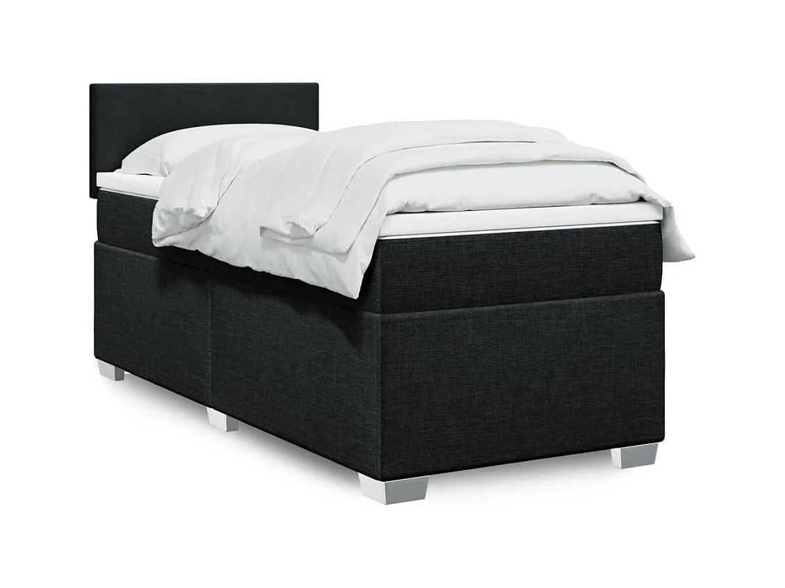 Cama com molas/colchão 100x200 cm tecido preto