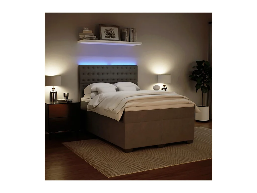 Sommier à lattes de lit et matelas Gris clair 140x190cm Velours