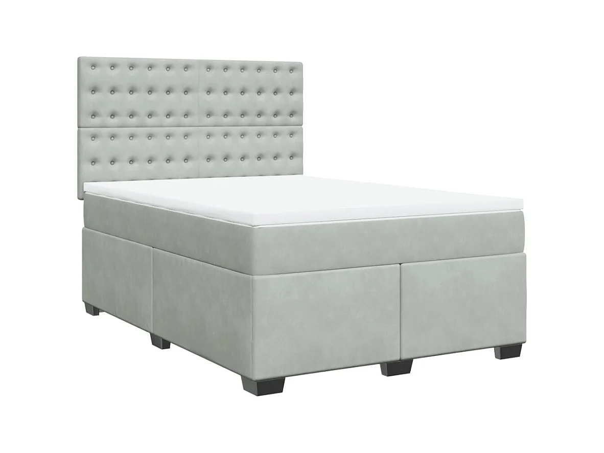 Sommier à lattes de lit et matelas Gris clair 140x190cm Velours