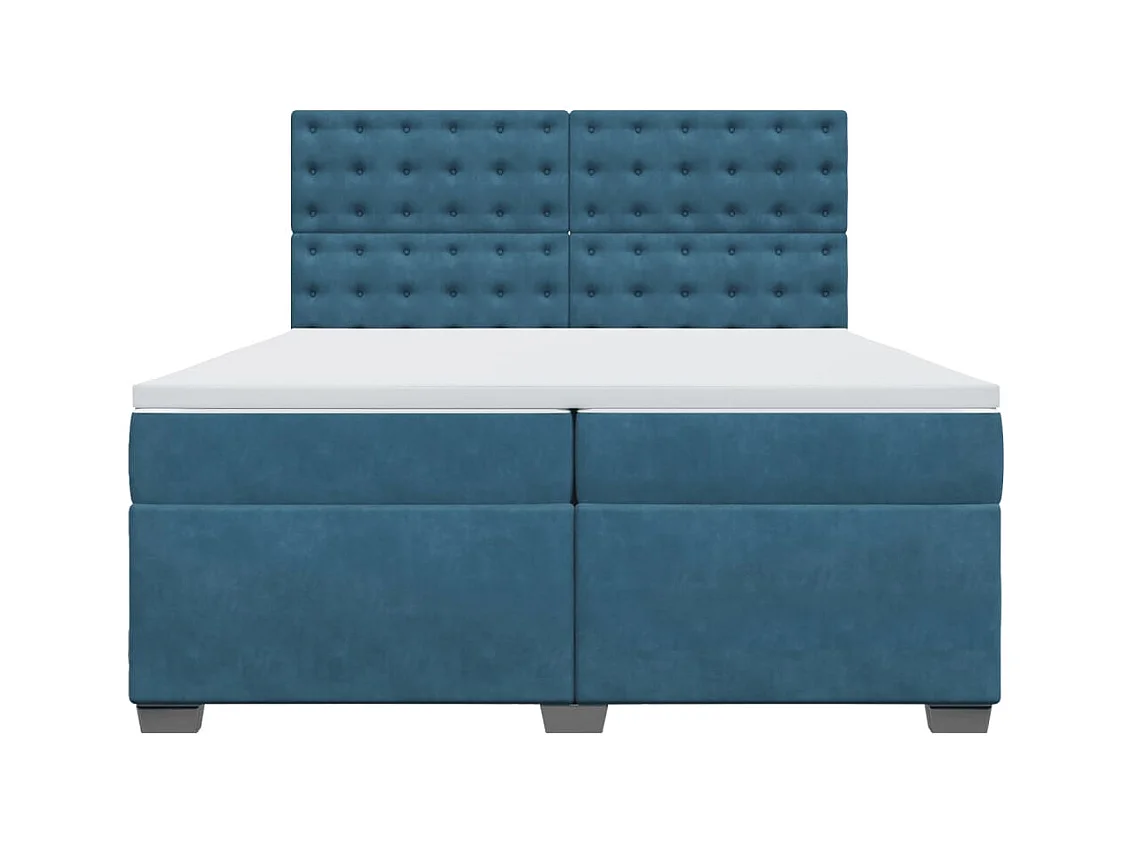 Cama box spring con colchón terciopelo azul 200x200 cm