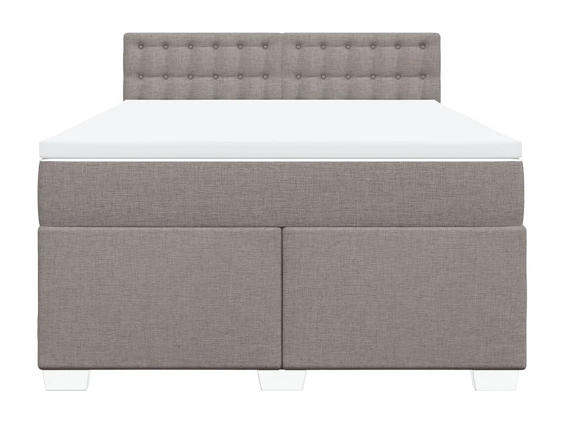 Cama box spring con colchón tela gris taupe 140x200 cm