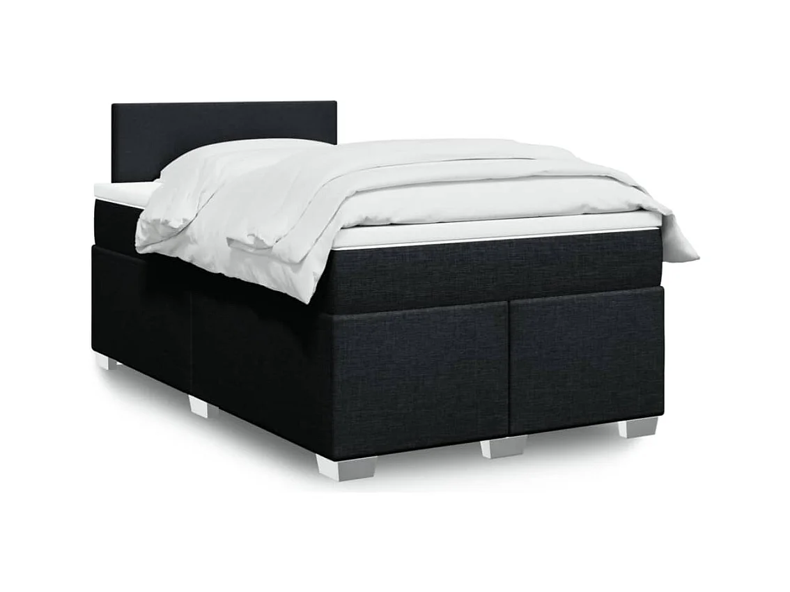 Cama box spring con colchón tela negro 120x200 cm