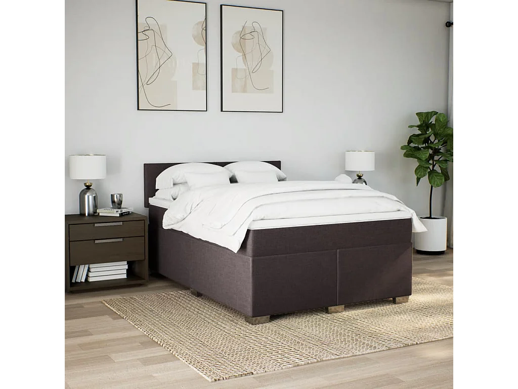Sommier à lattes de lit avec matelas Marron foncé 140x200 cm