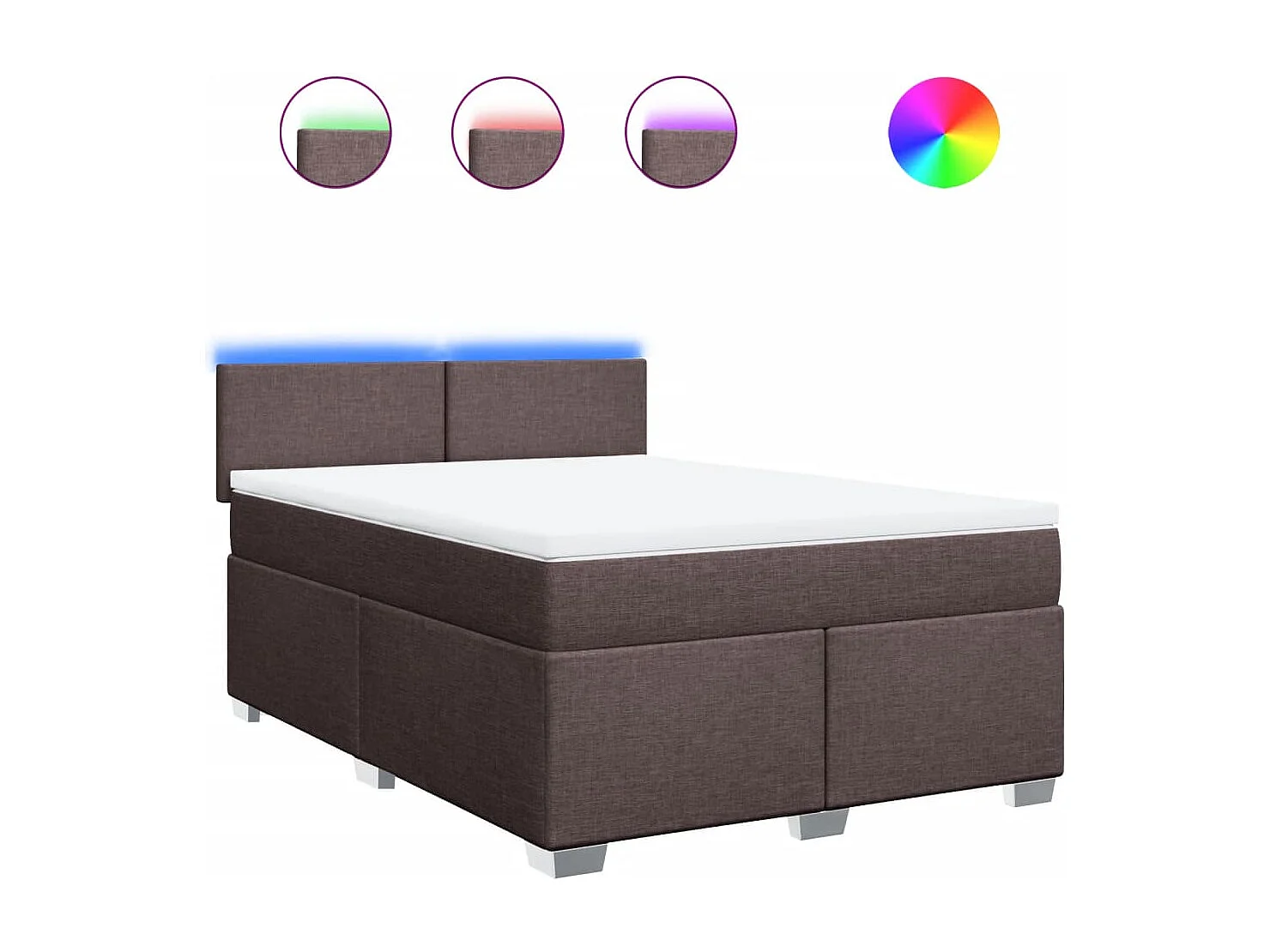 Cama box spring con colchón tela marrón oscuro 140x200 cm