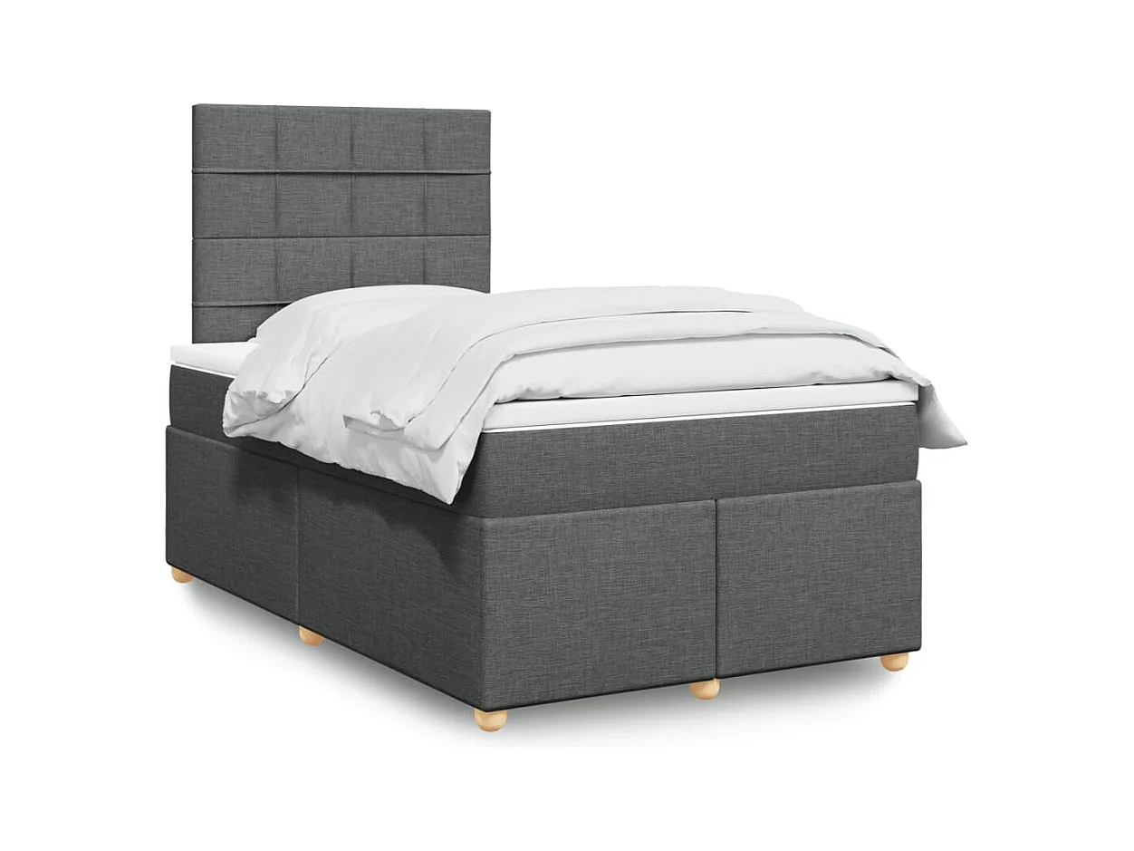 Sommier à lattes de lit avec matelas gris foncé 120x190cm tissu