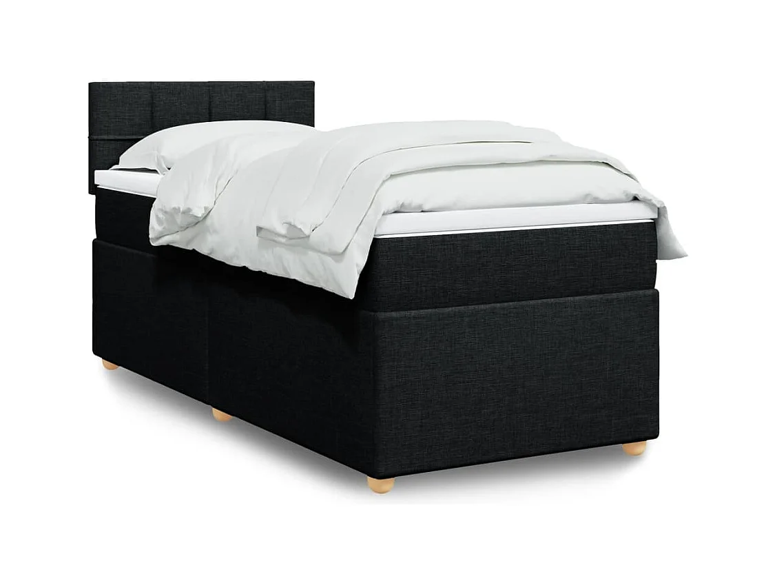 Cama box spring con colchón tela negro 90x190 cm