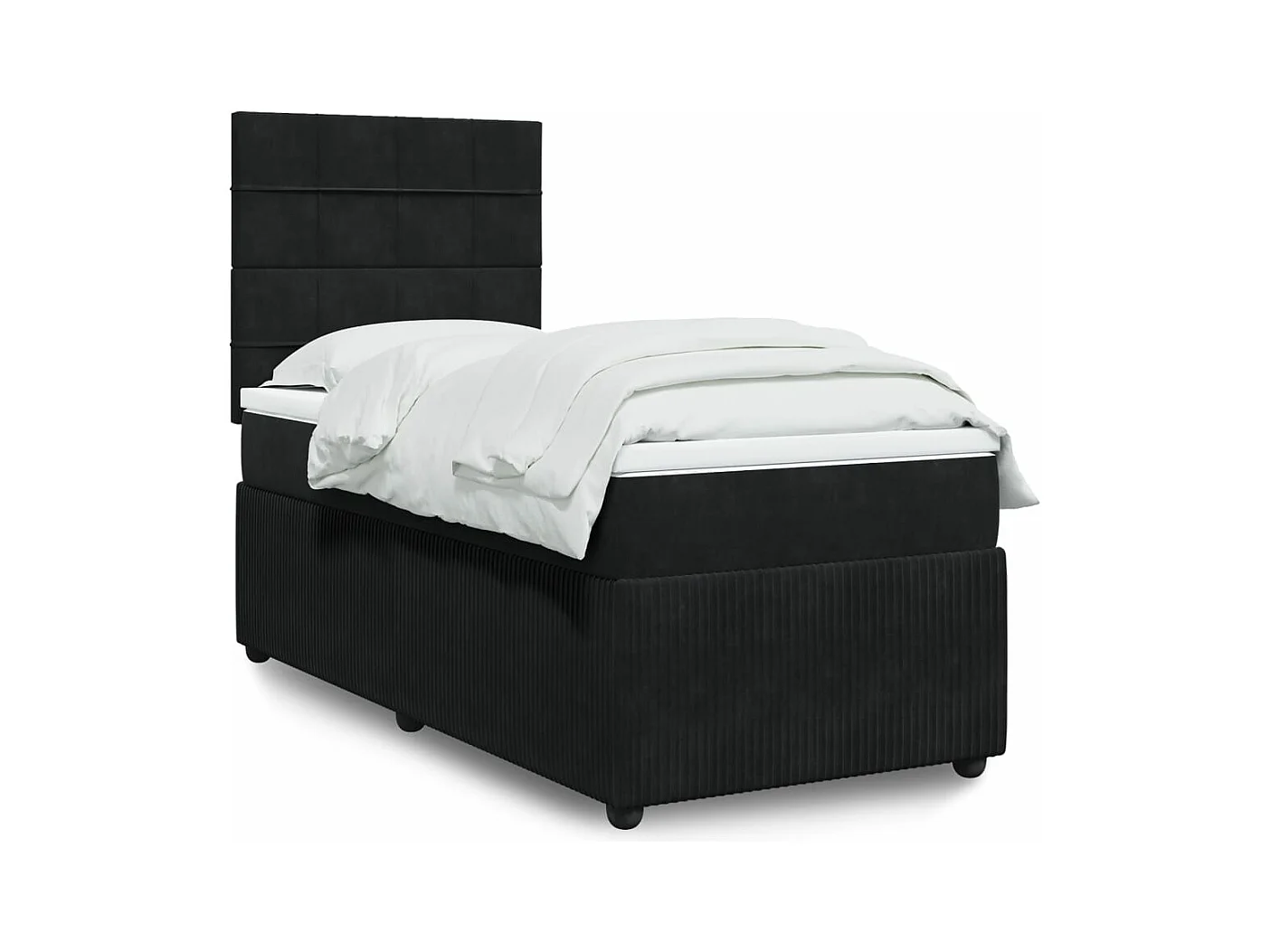 Sommier à lattes de lit avec matelas Noir 100x200 cm Velours