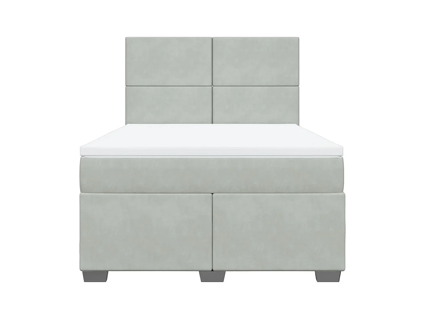 Cama box spring con colchón terciopelo gris claro 140x190 cm