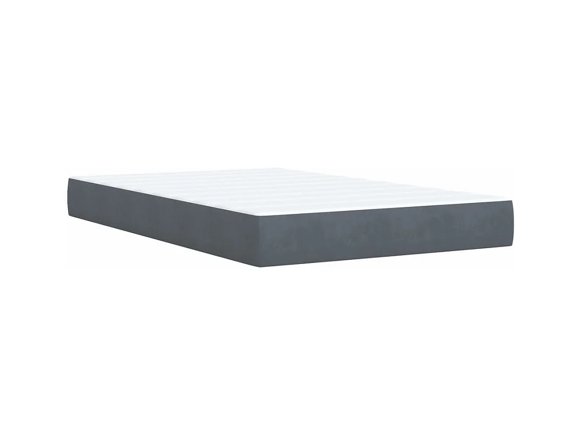 Cama box spring con colchón terciopelo gris oscuro 120x190 cm