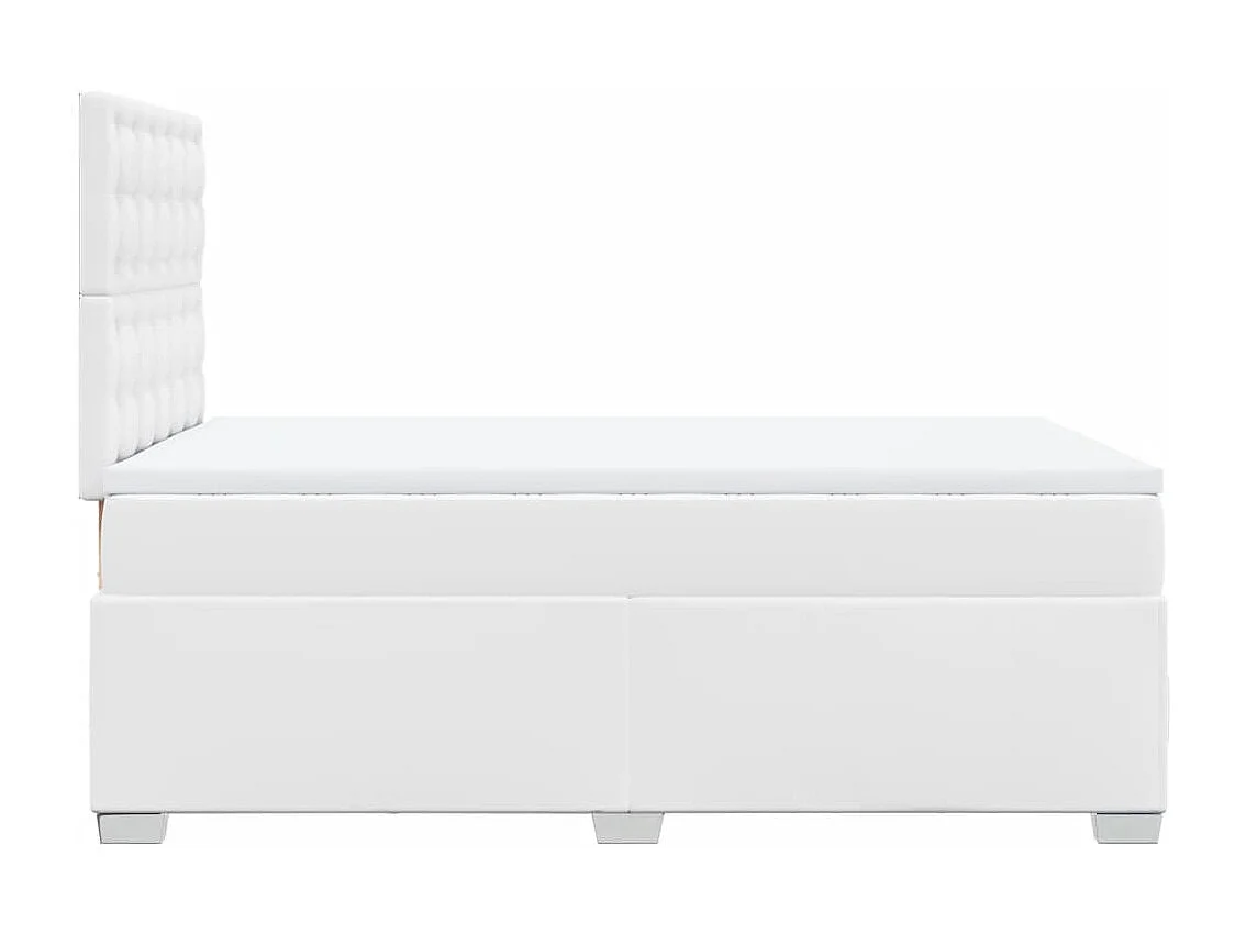 Sommier à lattes de lit avec matelas blanc 120x190cm similicuir