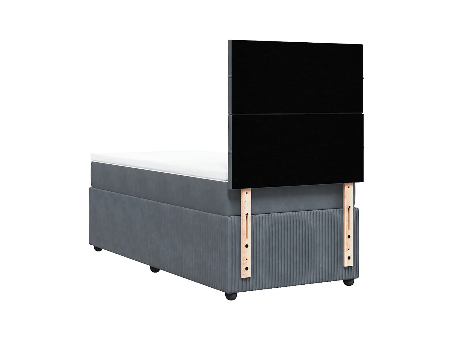 Cama box spring con colchón terciopelo gris oscuro 100x200 cm