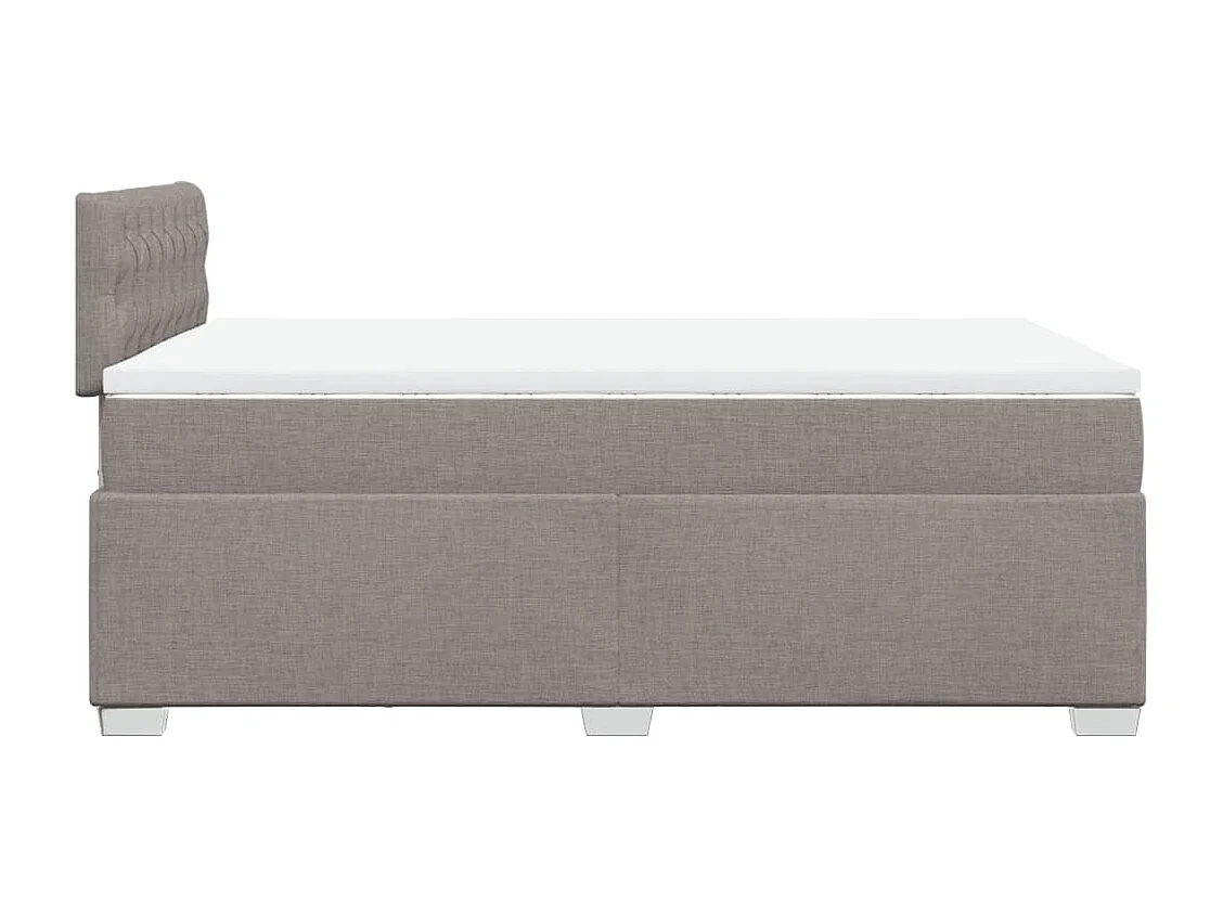 Cama box spring con colchón tela gris taupe 120x200 cm